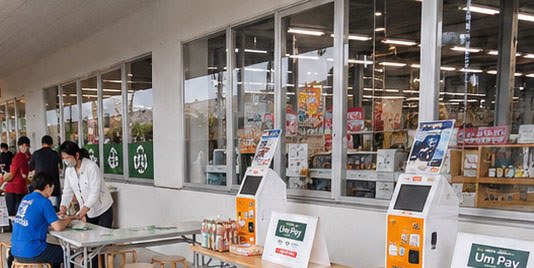 うるマルシェ軒下イベントスペースでの出店の様子
